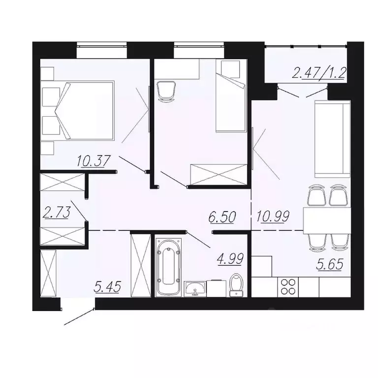 2-к кв. Челябинская область, Южноуральск ул. Энергетиков, 11 (57.9 м) - Фото 1