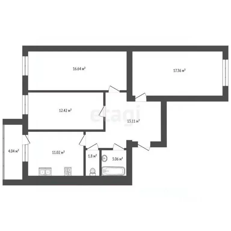 3-к кв. Ростовская область, Ростов-на-Дону ул. Вересаева, 103Вс2 (76.0 ... - Фото 2