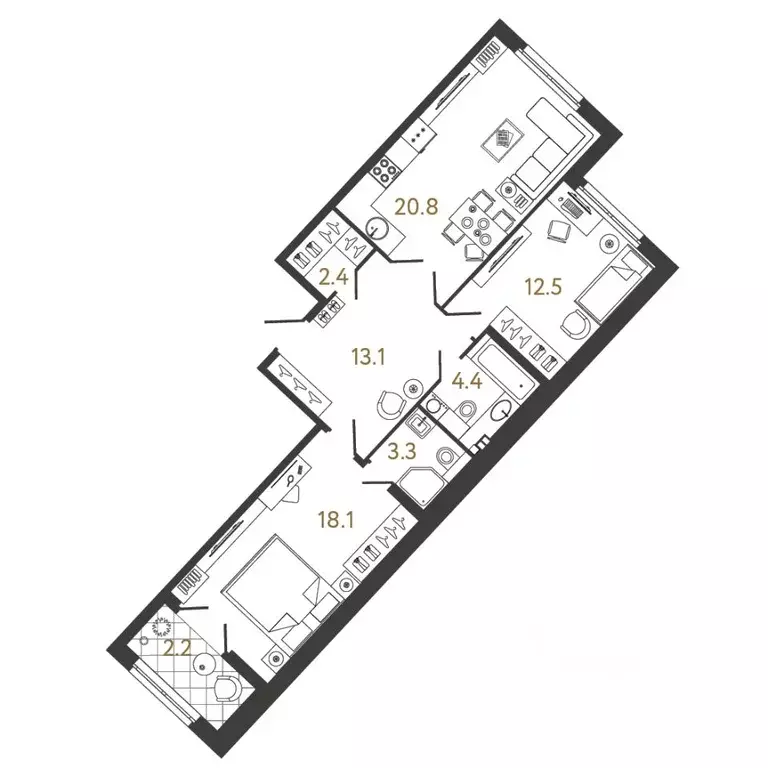 2-к кв. Санкт-Петербург Миргородская ул., 1 (74.6 м) - Фото 0