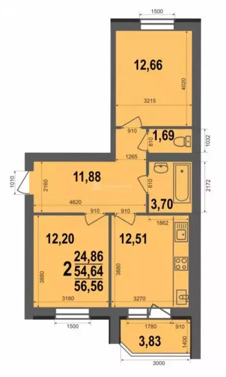 2-комнатная квартира: Ковров, улица 9 Мая, 8 (56.56 м) - Фото 0