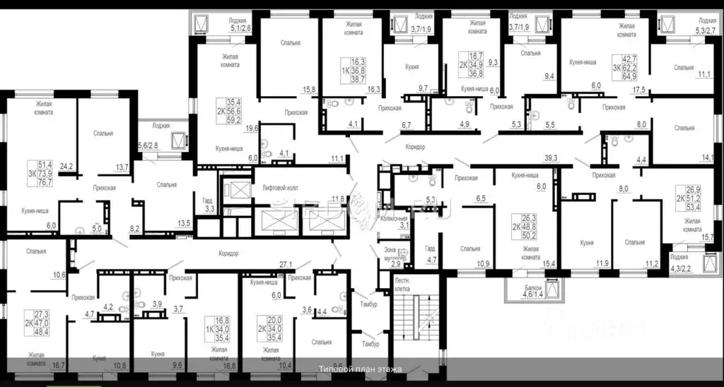 2-к кв. Красноярский край, Красноярск ул. Петра Подзолкова, 19 (51.0 ... - Фото 2