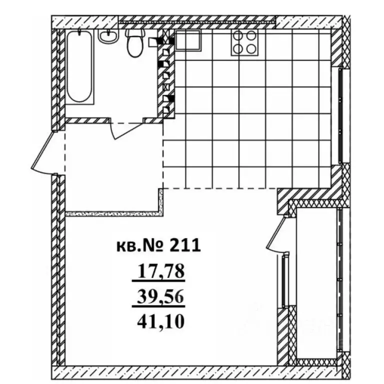 Студия Новосибирская область, Новосибирск Садовая ул., 17 (41.1 м) - Фото 0