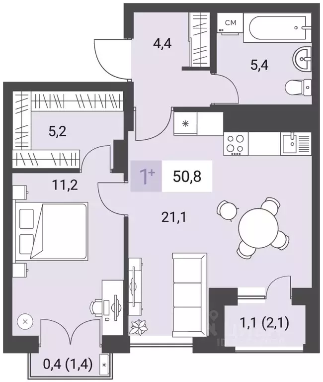 1-к кв. удмуртия, ижевск ул. имени в.с. тарасова, 4 (50.8 м) - Фото 0