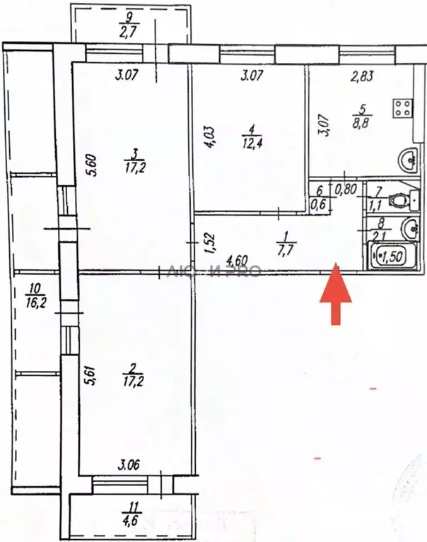 3-к кв. Башкортостан, Уфа ул. Шафиева, 39 (67.1 м) - Фото 2