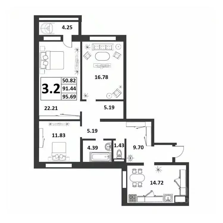 3-к кв. Новгородская область, Великий Новгород ул. Якова Павлова, 15 ... - Фото 1