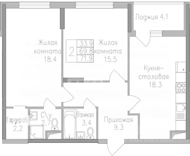 3-к кв. Липецкая область, Липецк ул. Тельмана, 1 (71.9 м) - Фото 1