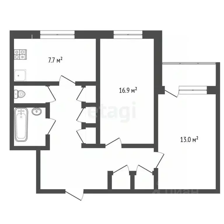 2-к кв. Ямало-Ненецкий АО, Новый Уренгой Советский мкр, 4/4 (54.5 м) - Фото 1