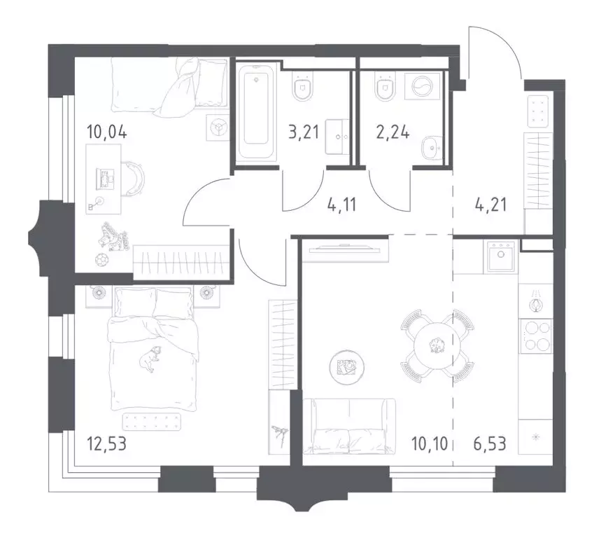 2-комнатная квартира: Красногорск, жилой комплекс Квартал Строгино, 3 ... - Фото 1