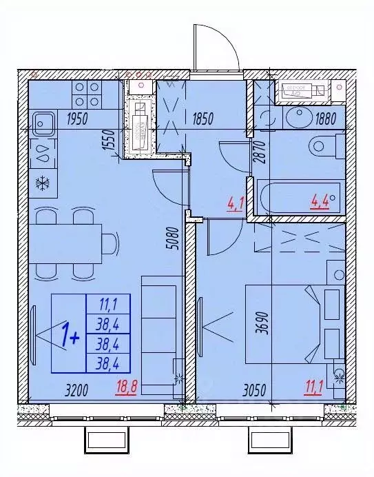 2-к кв. Астраханская область, Астрахань ул. Бэра, 29 (38.4 м) - Фото 1