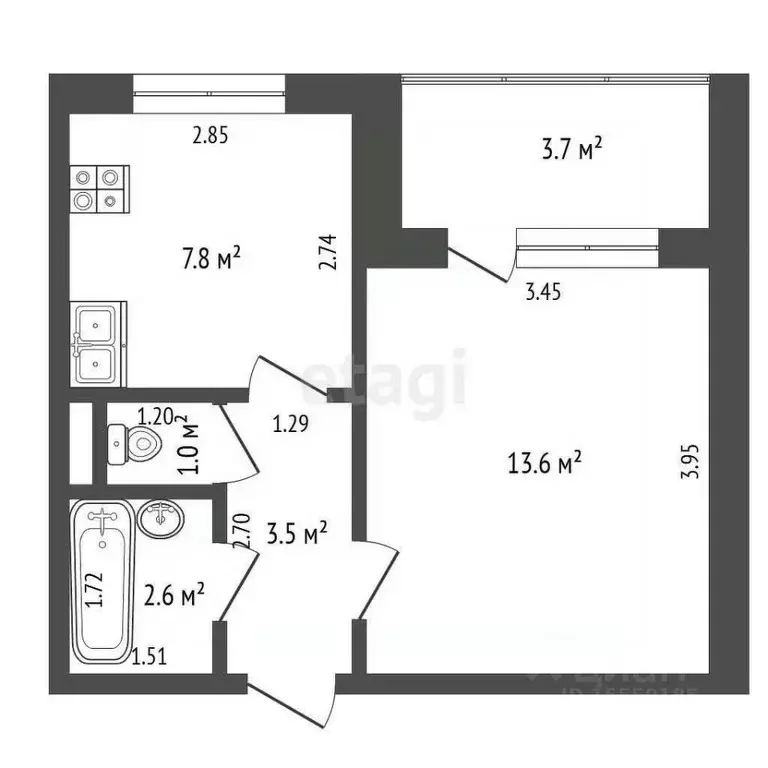 1-к кв. Самарская область, Самара ул. Аминева, 25 (28.5 м) - Фото 1