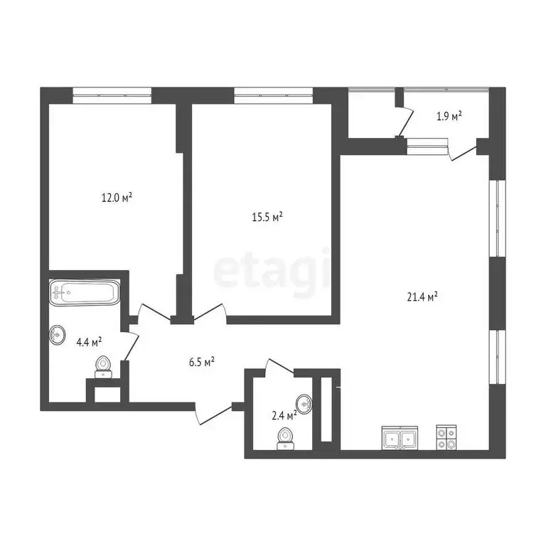 2-комнатная квартира: Тюмень, улица Муравленко, 11 (62.5 м) - Фото 0