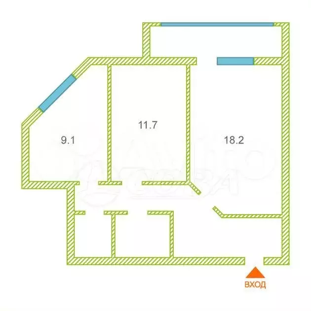 2-к. квартира, 55,5 м, 6/14 эт. - Фото 0