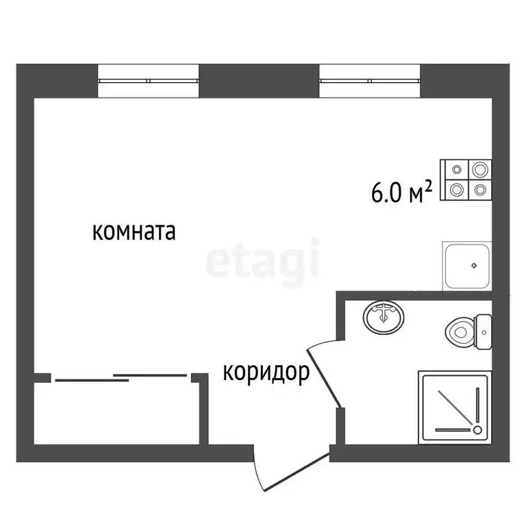 Квартира-студия: Ливадия, Виноградная улица, 1Д (22 м) - Фото 1