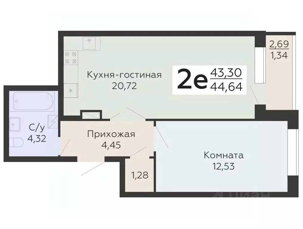 2-к кв. Воронежская область, Воронеж Никитинские сады жилой комплекс ... - Фото 0