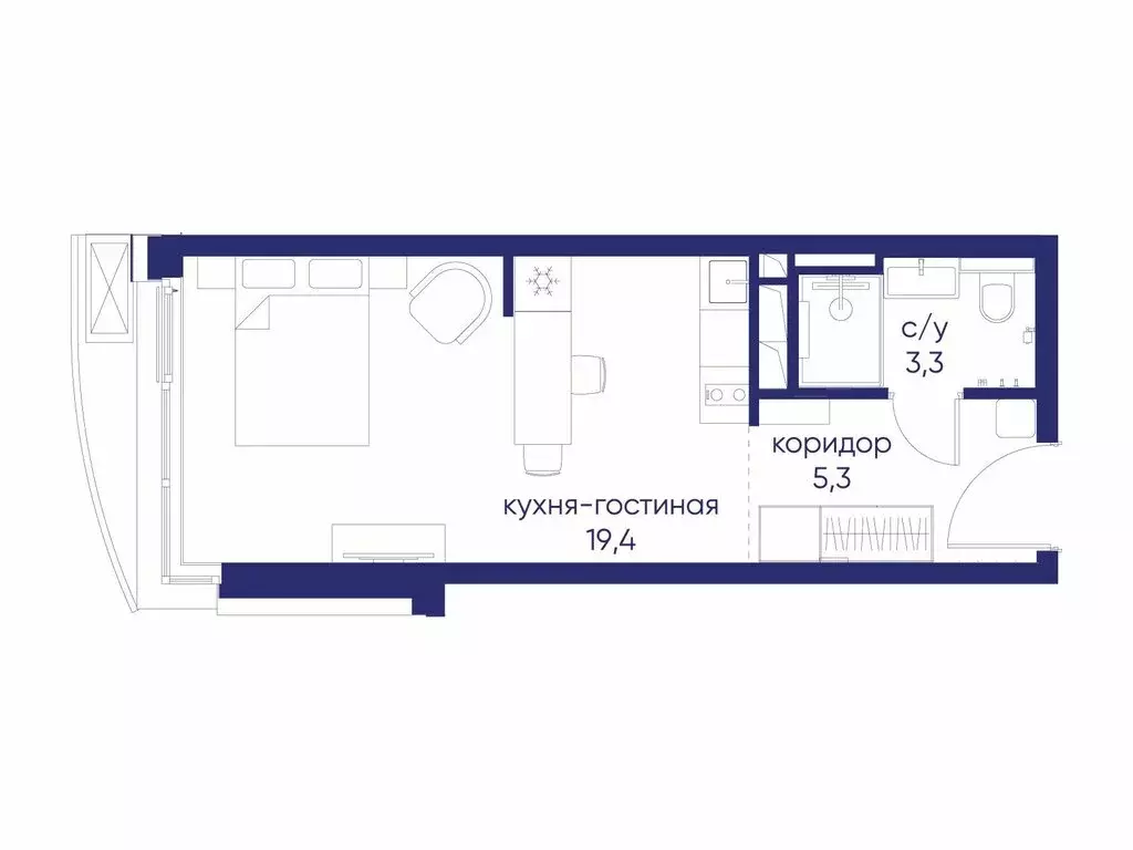 Квартира-студия: Москва, улица Нижние Мнёвники, 7 (28.02 м) - Фото 1