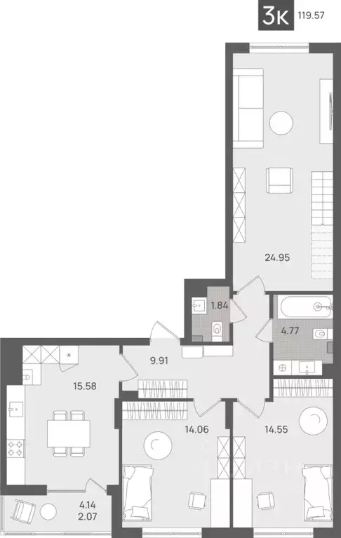 3-к кв. Калининградская область, Светлогорск Лесная Сказка жилой ... - Фото 1