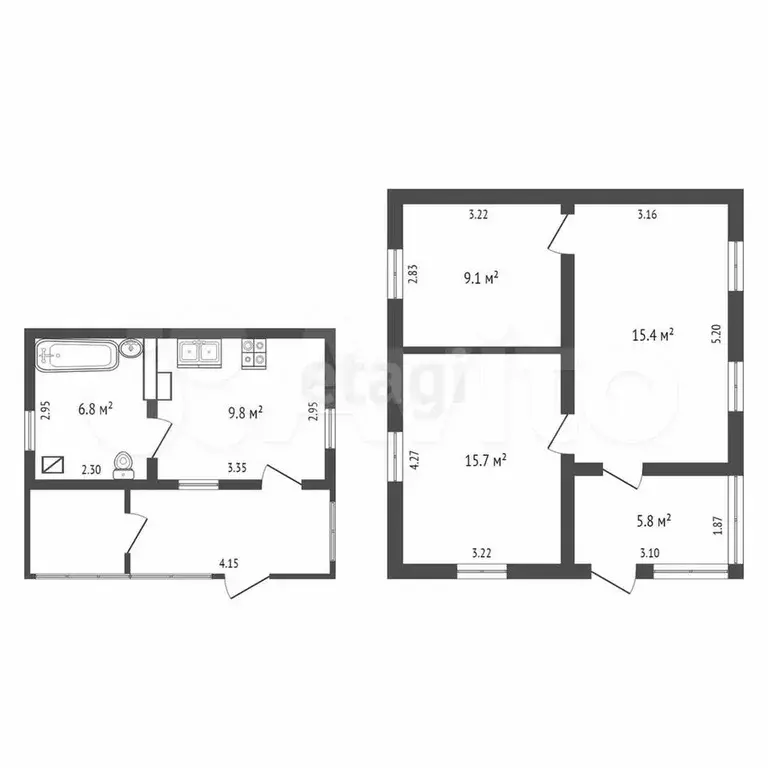 3-к. квартира, 45 м, 1/1 эт. - Фото 0