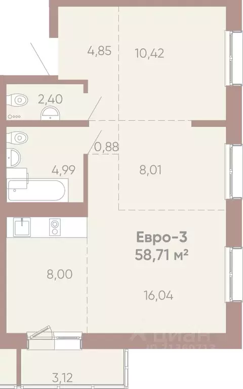 3-к кв. Иркутская область, Иркутск Советская ул., 109/3 (58.71 м) - Фото 0