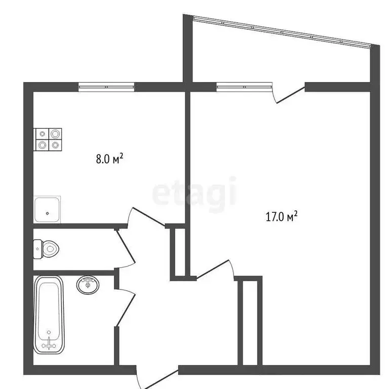 1-комнатная квартира: Озерск, улица Монтажников, 52 (33.5 м) - Фото 1