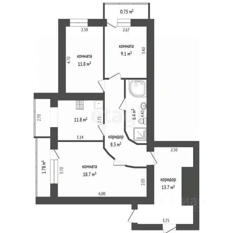 3-к кв. Белгородская область, Белгород ул. Шаландина, 2 (79.8 м) - Фото 0