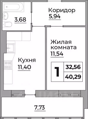 1-к кв. Калужская область, Калуга ул. Первых Коммунаров, 18 (32.56 м) - Фото 0