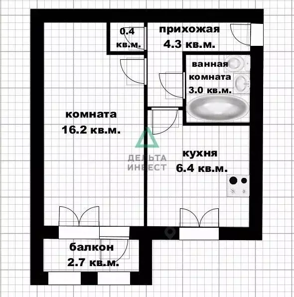1-к кв. Башкортостан, Уфа ул. Правды, 20 (30.3 м) - Фото 2