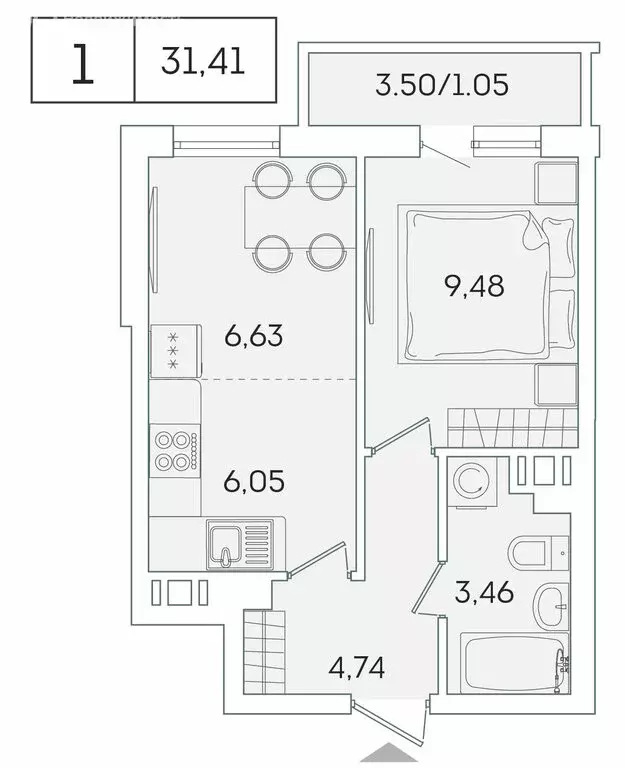 1-комнатная квартира: Мурино, Графская улица, 6к4 (30.6 м) - Фото 0