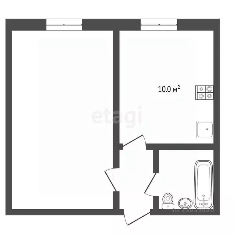 1-к кв. Тюменская область, Тюмень Олимпийская ул., 26 (34.7 м) - Фото 2