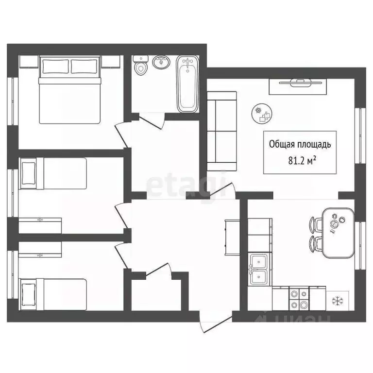 4-к кв. Алтай, Горно-Алтайск Технологический пер. (81.2 м) - Фото 2