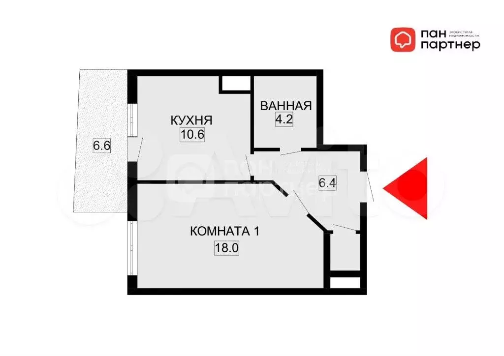 1-к. квартира, 43 м, 8/26 эт. - Фото 1