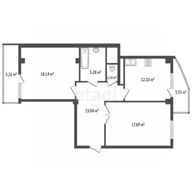 2-к кв. Белгородская область, Белгород ул. Апанасенко, 97 (86.0 м) - Фото 1
