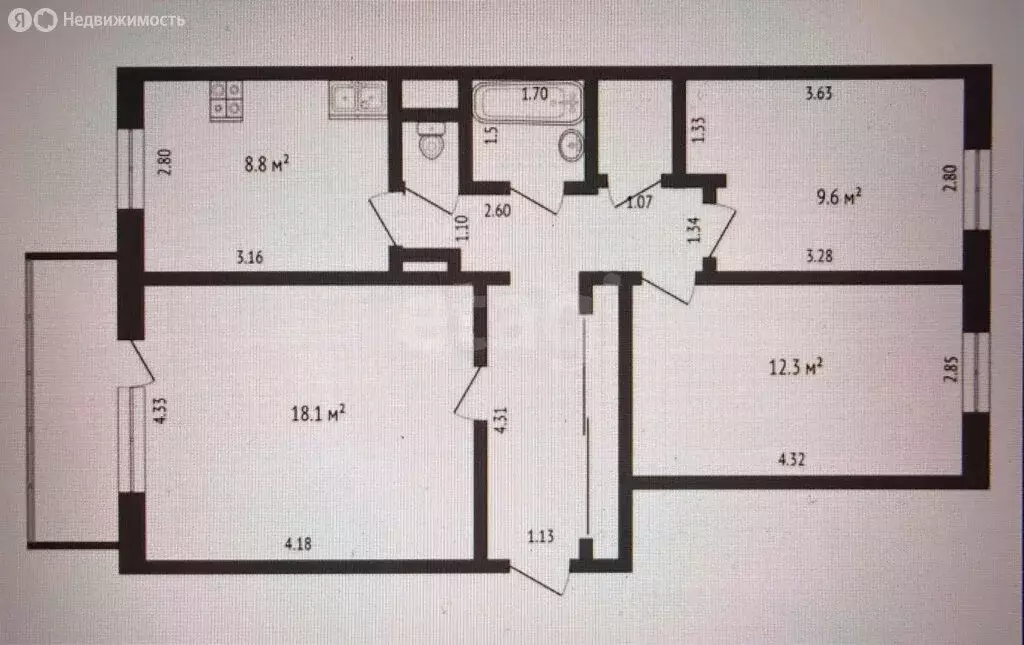 3-комнатная квартира: Саяногорск, микрорайон Интернациональный, 8 ... - Фото 1