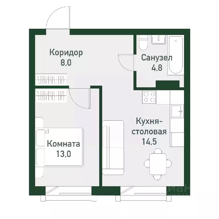 1-к кв. Челябинская область, Челябинский городской округ, пос. ... - Фото 0