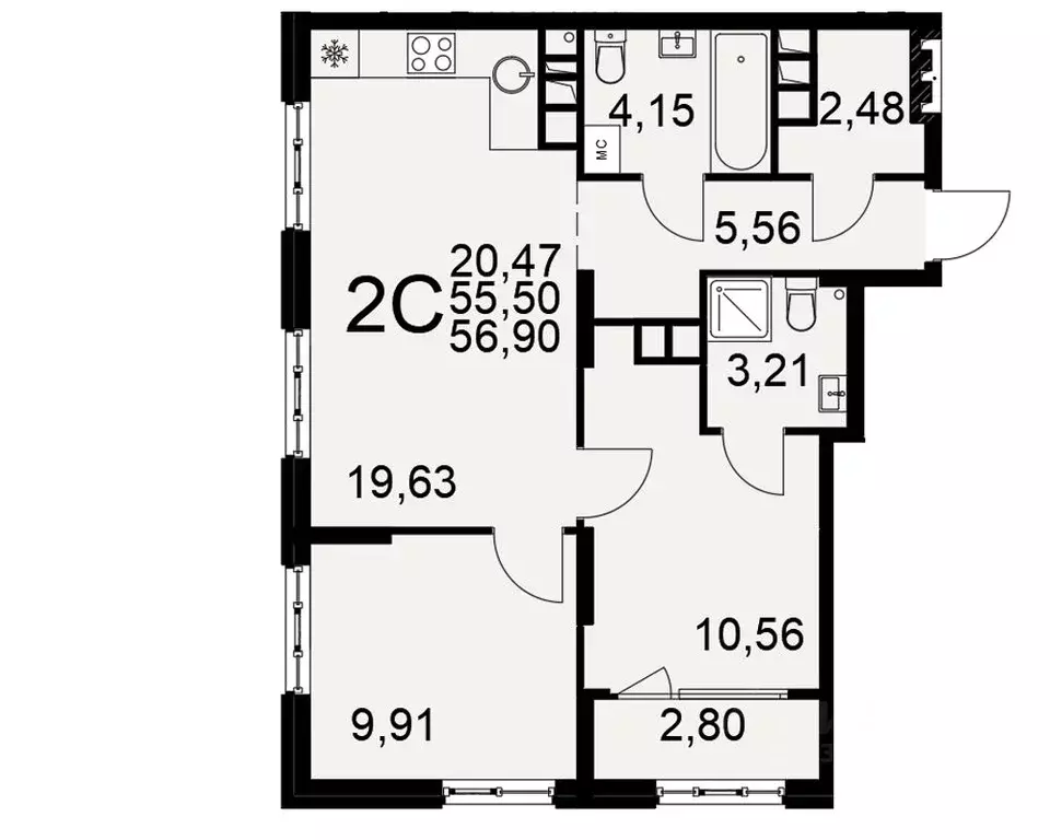 2-к кв. Рязанская область, Рязань пос. Ворошиловка, Символ жилой ... - Фото 0