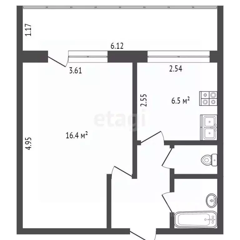 1-к кв. Тюменская область, Тюменский муниципальный округ, Винзили рп ... - Фото 2
