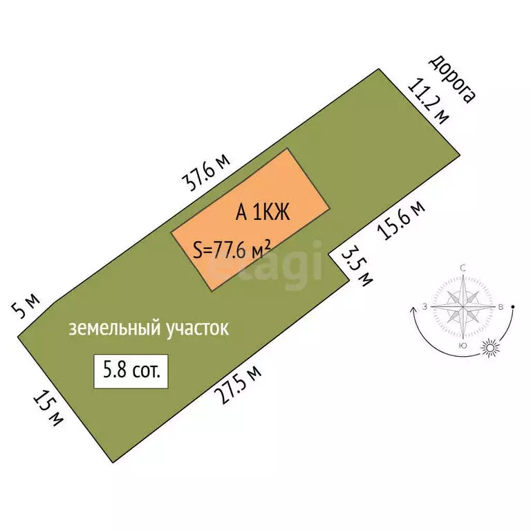 Дом в Тюмень, микрорайон Воронина, Знаменская улица (77.6 м) - Фото 2