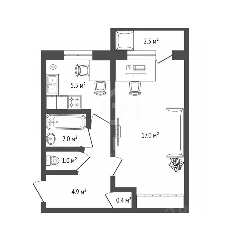 1-к кв. Санкт-Петербург Бухарестская ул., 72К2 (32.0 м) - Фото 2