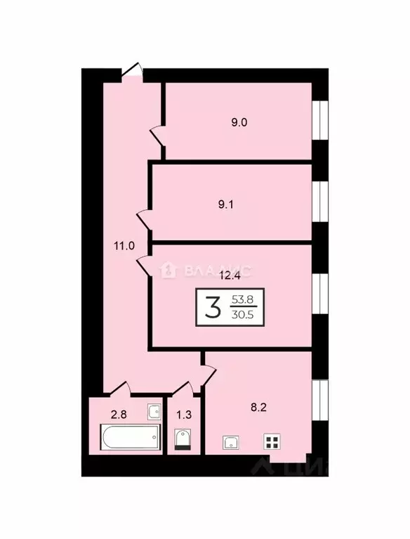 3-к кв. Санкт-Петербург Кузнечный пер., 14б (53.8 м) - Фото 2