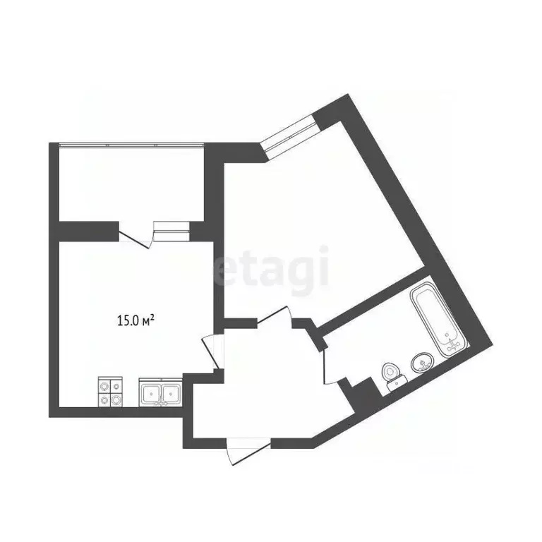 1-к кв. Тюменская область, Тюмень ул. Пожарных и Спасателей, 5к1 (41.5 ... - Фото 2