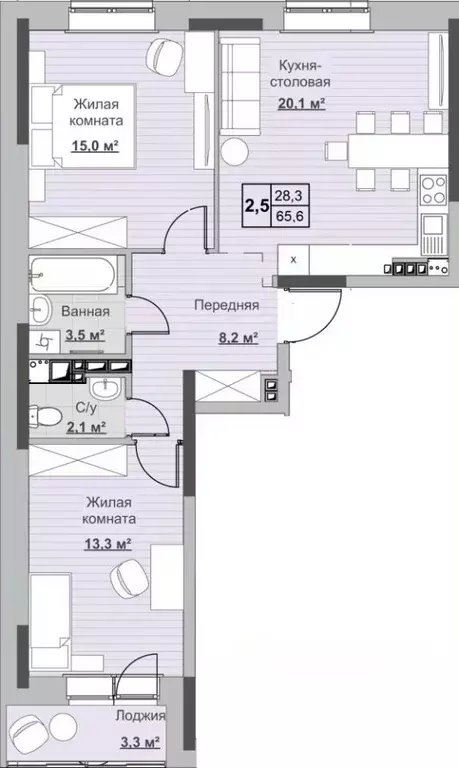 2-к кв. Удмуртия, Ижевск ул. Ухтомского (65.6 м) - Фото 0