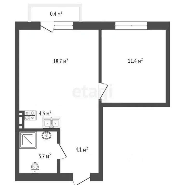 1-к кв. Архангельская область, Новодвинск ул. 3-й Пятилетки, 5 (37.3 ... - Фото 2