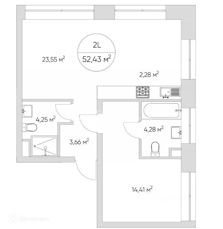 Продаётся 2-к квартира, 52.43 м - Фото 0
