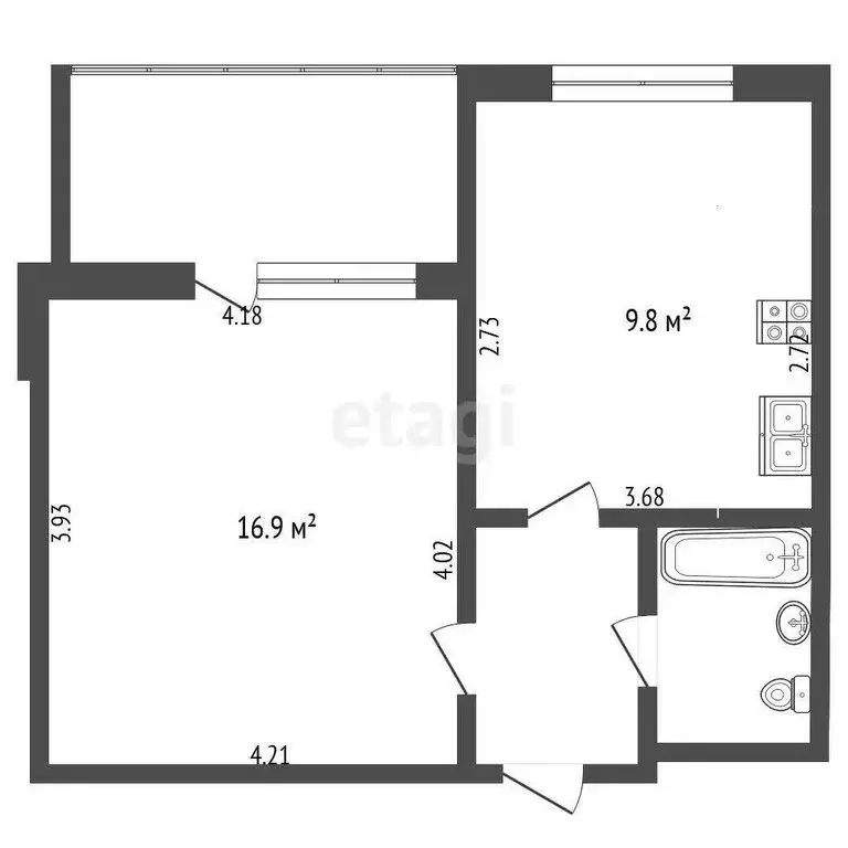 1-комнатная квартира: Белгород, Каштановая улица, 6 (34.9 м) - Фото 0
