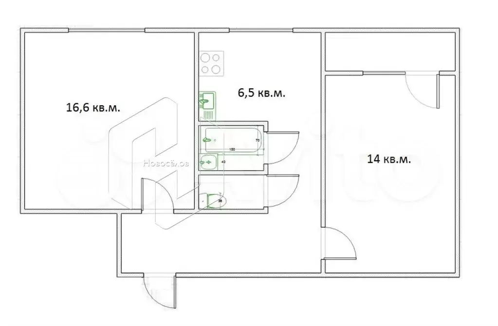 2-к. квартира, 51 м, 9/9 эт. - Фото 0