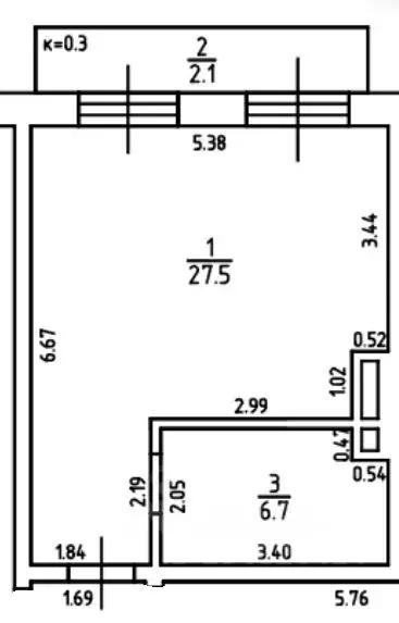 Студия Калининградская область, Светлогорск ул. Ленина, 36 (42.0 м) - Фото 2