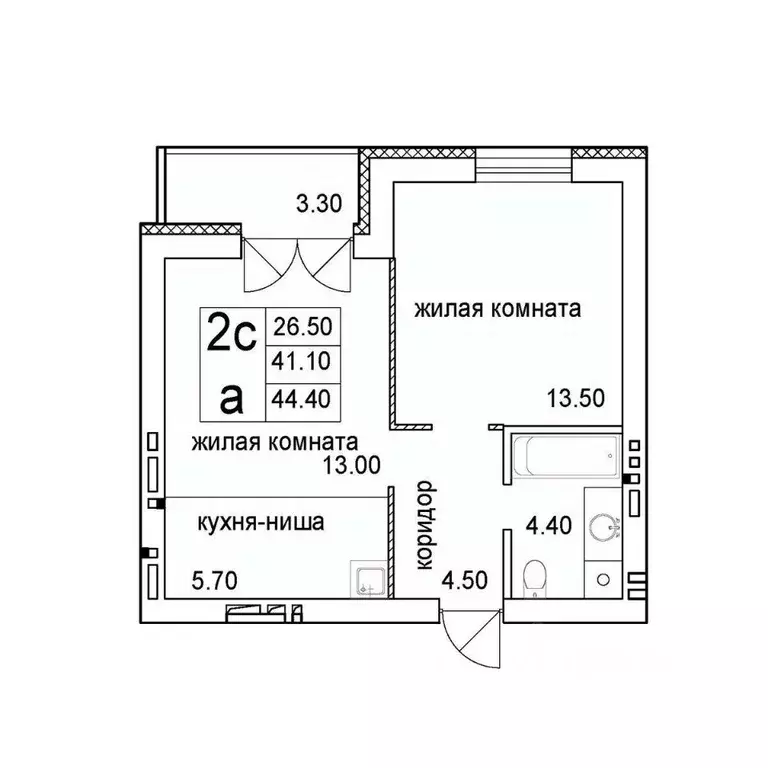 2-к кв. Новосибирская область, Новосибирск 2-я Высокогорная ул. (44.4 ... - Фото 0
