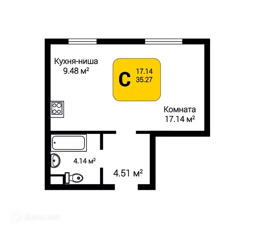 Продаётся 1-к квартира, 35.27 м - Фото 0