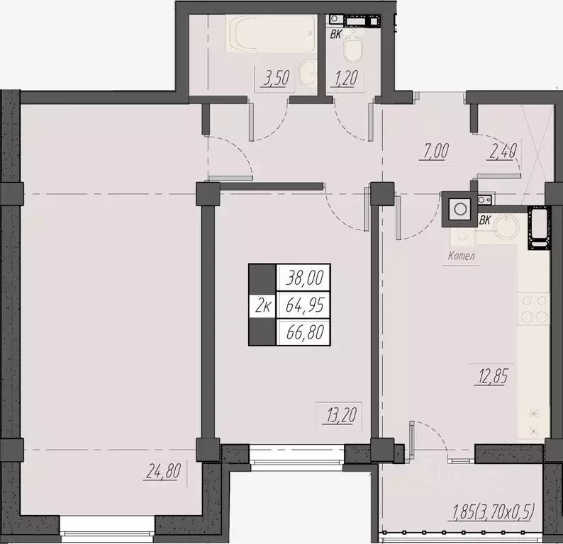 2-к кв. Ставропольский край, Пятигорск Новопятигорск мкр, Курортный ... - Фото 1