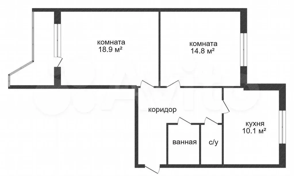 2-к. квартира, 55,1 м, 5/17 эт. - Фото 0