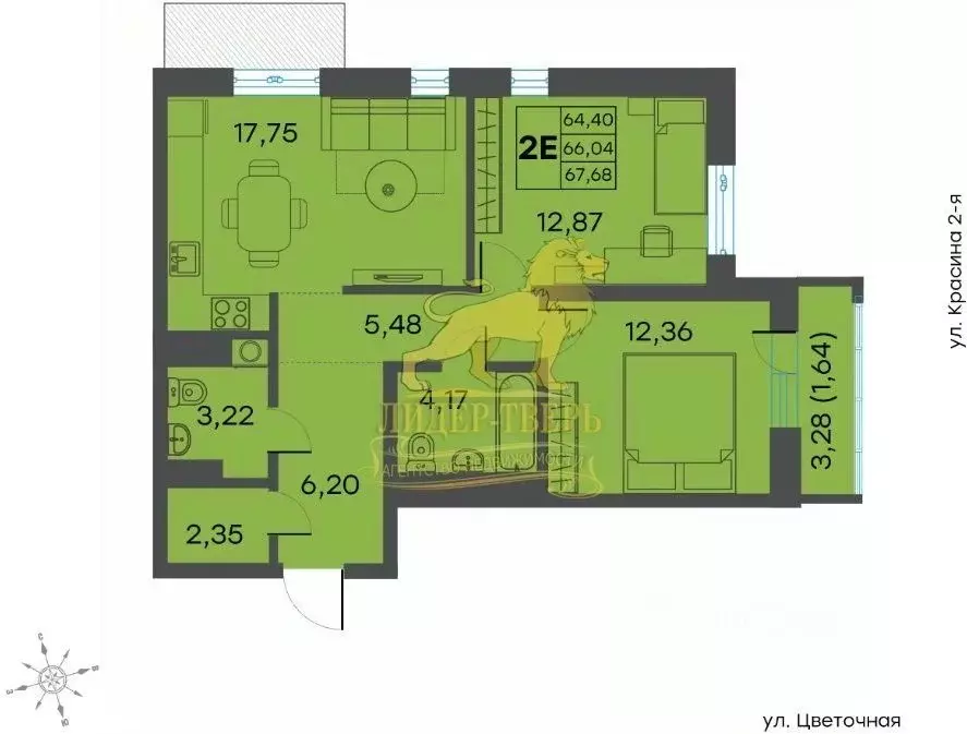 2-к кв. Тверская область, Тверь Соминка мкр,  (67.68 м) - Фото 1